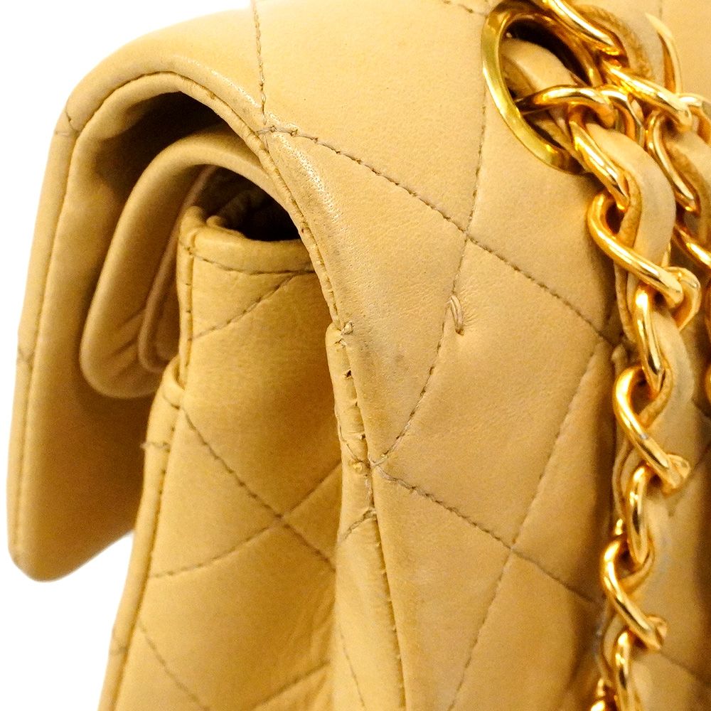 Chanel Shoulder Bag Quilted Lambskin Beige Gold — view 7