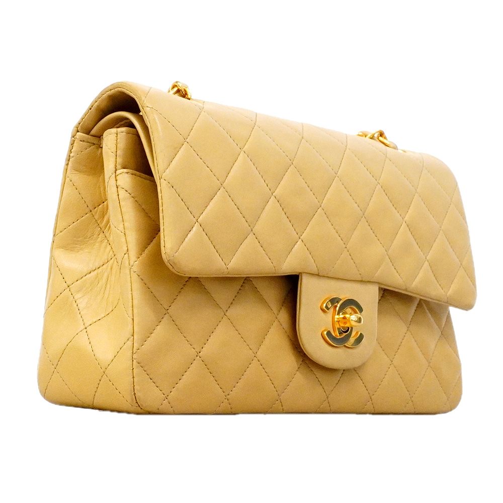 Chanel Shoulder Bag Quilted Lambskin Beige Gold — view 2