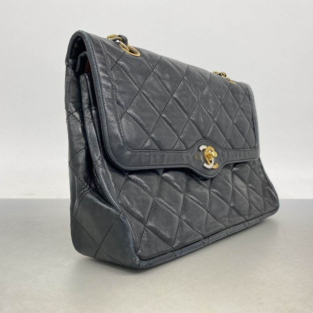 Chanel Shoulder Bag Quilted Limited Edition Lambskin Black Gold Silver — view 2