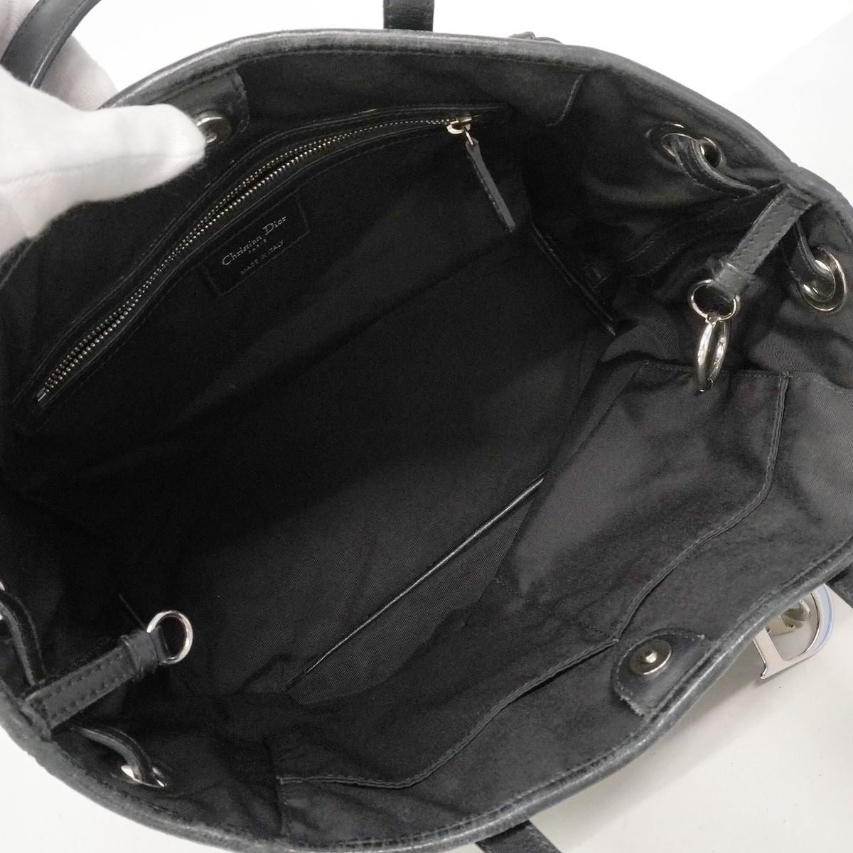 Dior Tote Cannage Panarea Leather Black Silver — view 4