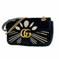 Gucci Shoulder Bag GG Marmont Velour Black Gold