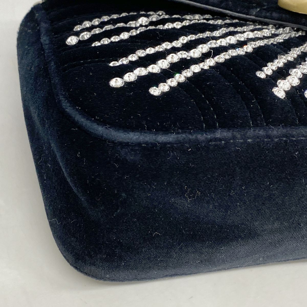 Gucci Shoulder Bag GG Marmont Velour Black Gold — view 6