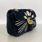 Gucci Shoulder Bag GG Marmont Velour Black Gold — view 2