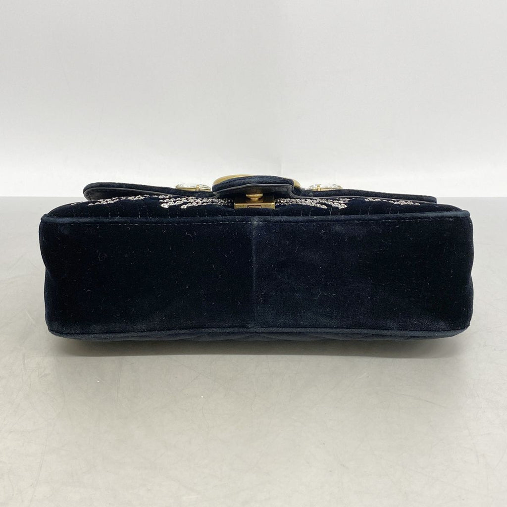 Gucci Shoulder Bag GG Marmont Velour Black Gold — view 3