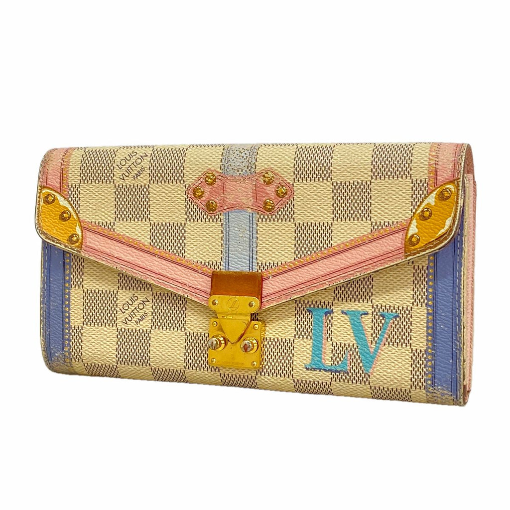 Louis Vuitton Wallet Damier Azur Summer Trunk Portefeuille Sarah White