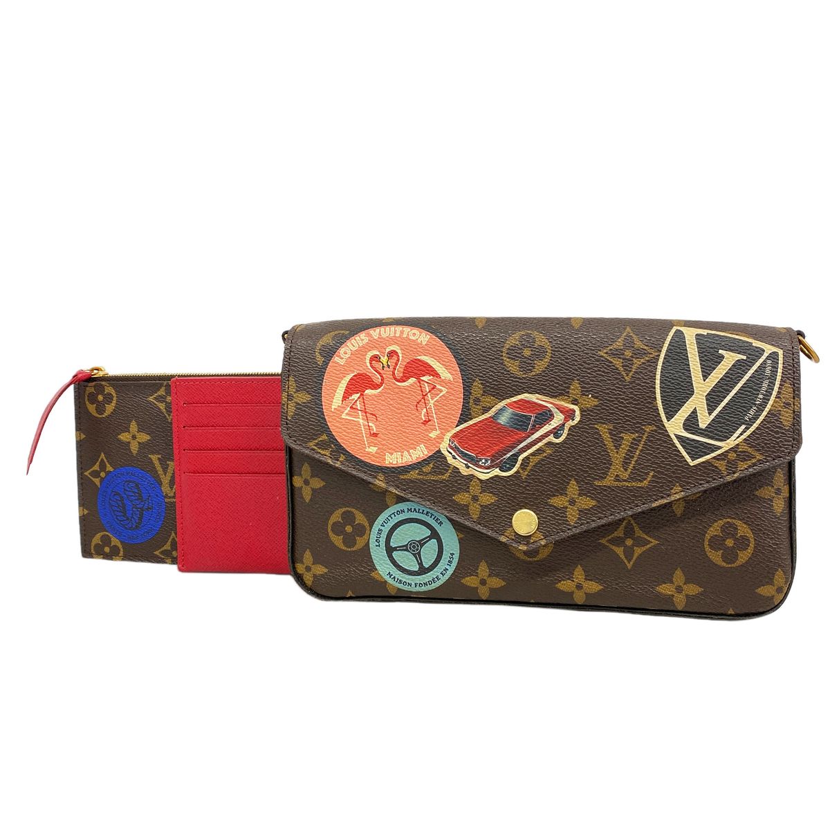 Louis Vuitton Wallet on Chain Monogram Pochette Felice Brown Shoulder Bag