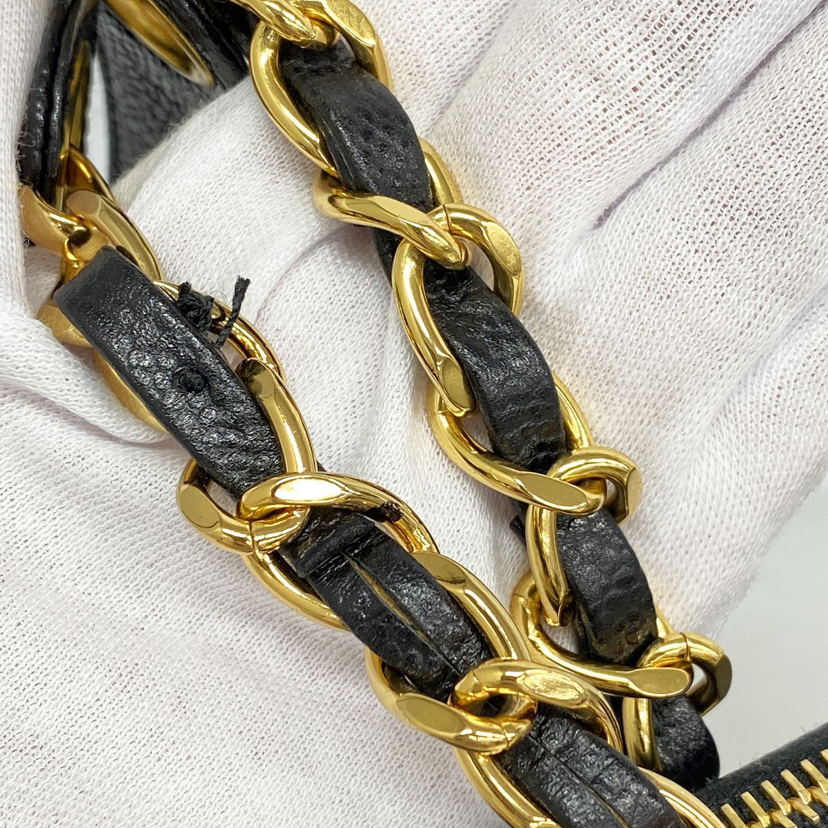 Chanel Chain Tote Caviar Leather Black Gold — view 7
