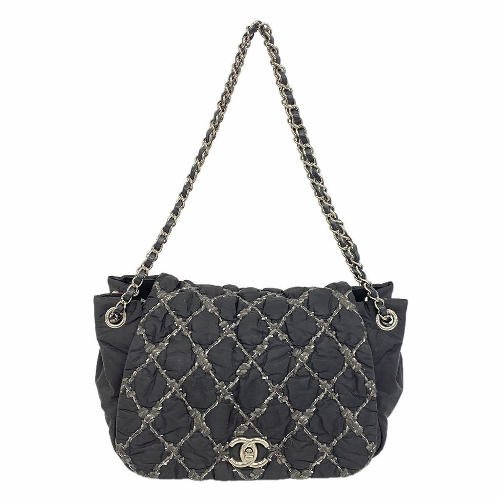 Chanel Shoulder Bag Paris Vizance Nylon Black Silver