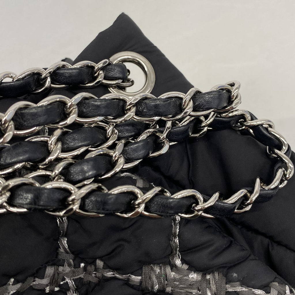 Chanel Shoulder Bag Paris Vizance Nylon Black Silver — view 8