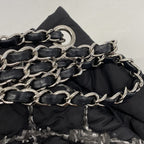 Chanel Shoulder Bag Paris Vizance Nylon Black Silver — view 8