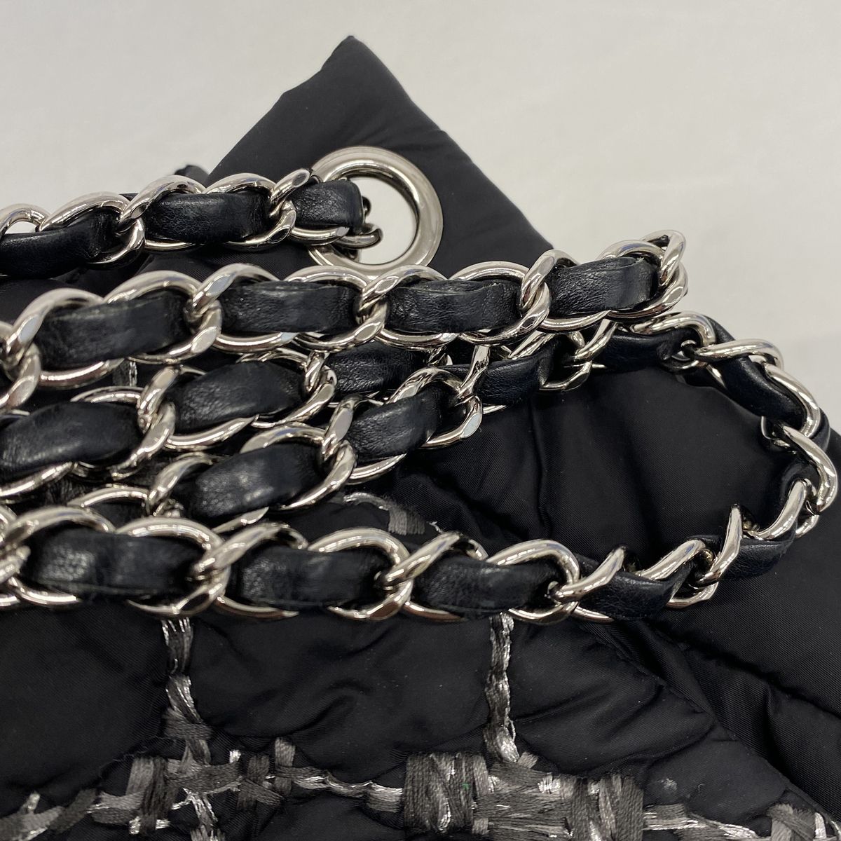 Chanel Shoulder Bag Paris Vizance Nylon Black Silver — view 8