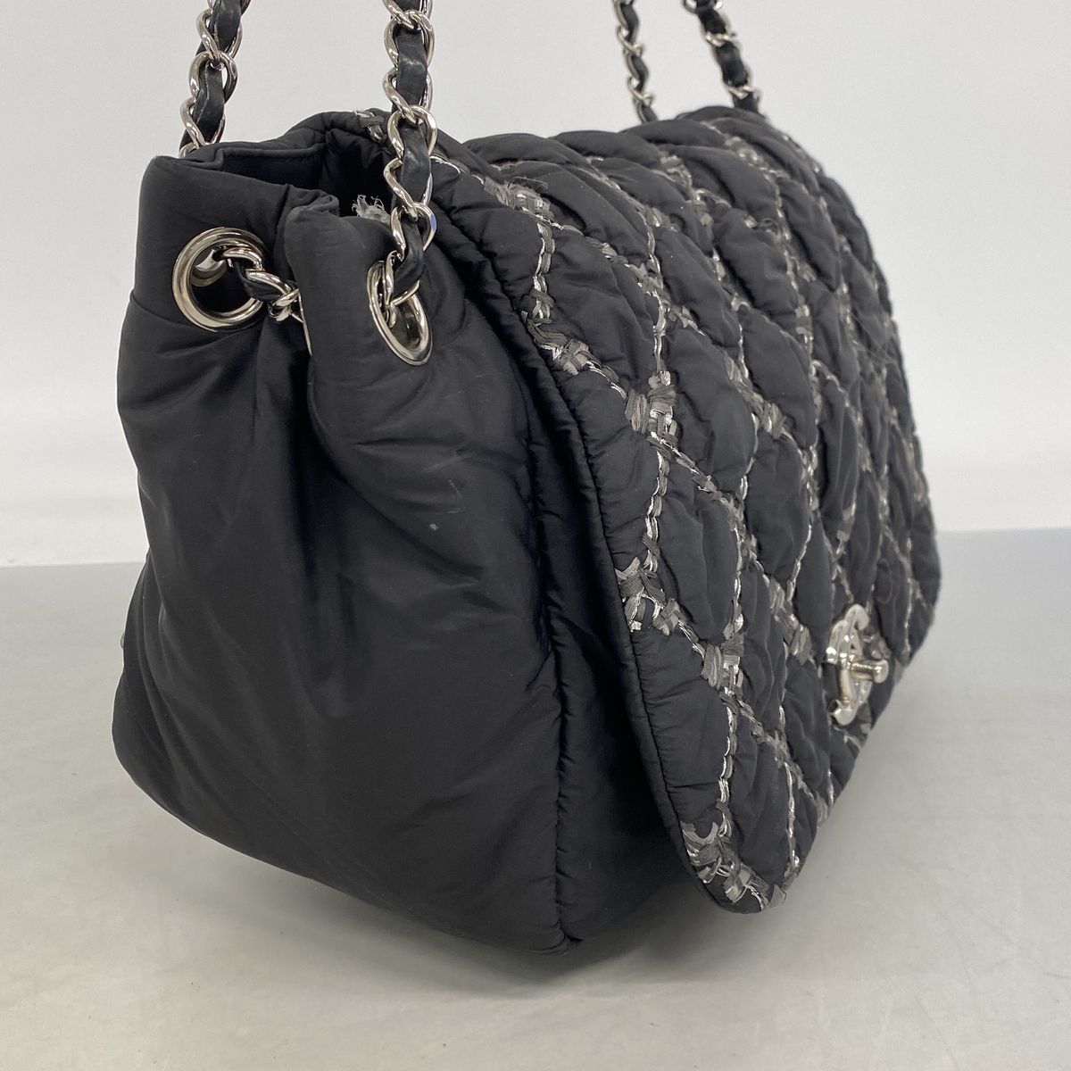Chanel Shoulder Bag Paris Vizance Nylon Black Silver — view 2