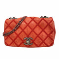 Chanel Shoulder Bag Wild Stitch Sparkle Leather Red Silver
