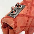Chanel Shoulder Bag Wild Stitch Sparkle Leather Red Silver — view 8