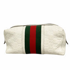 Gucci Pouch Sherry Line Guccissima Leather White Silver