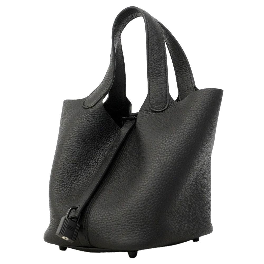 Hermes Handbag Picotin Lock PM Taurillon Clemence So Black