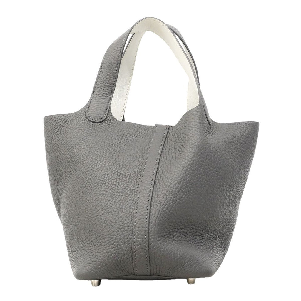 Hermes Handbag Picotin Lock PM Eclat Taurillon Clemence Swift Ardoise Gray — view 8