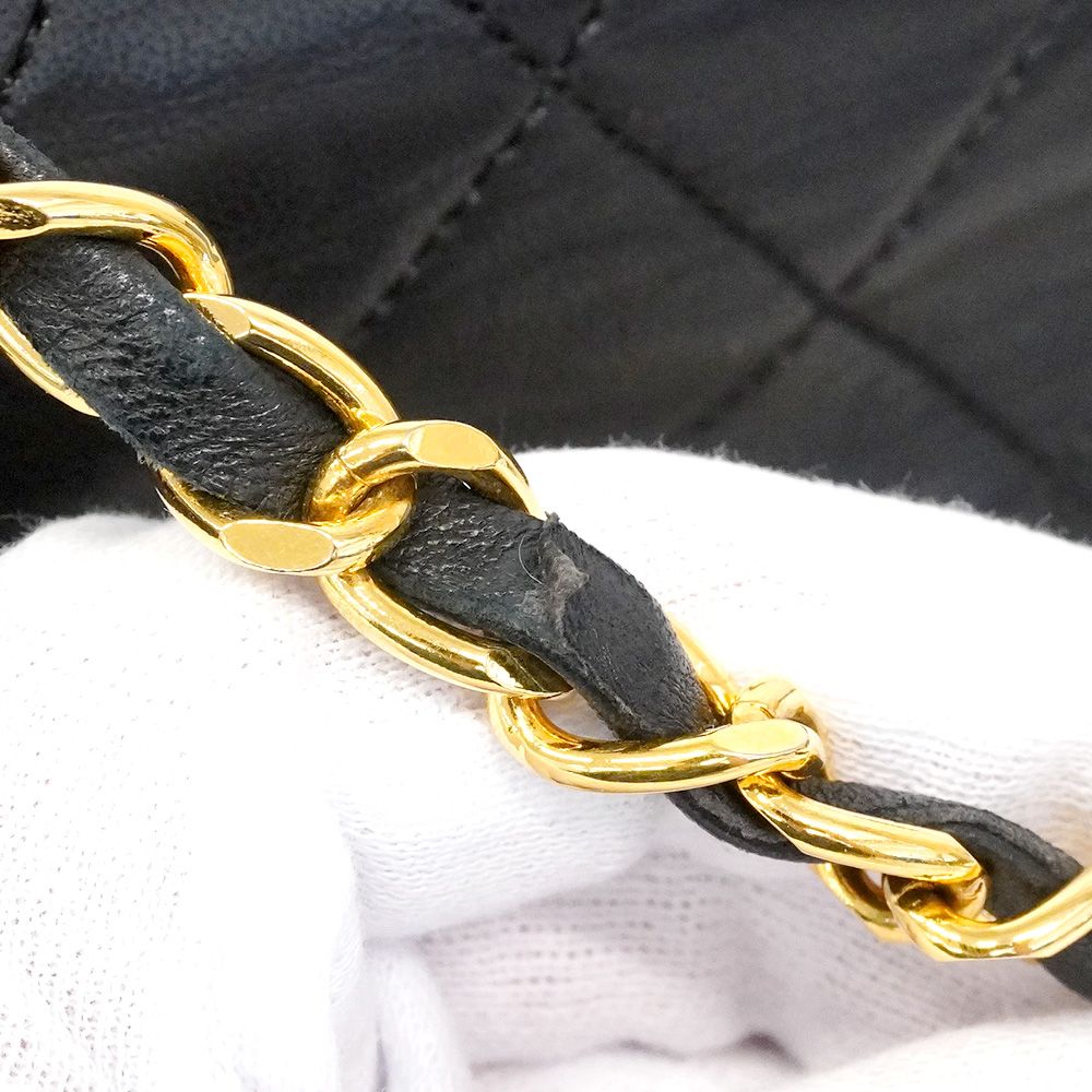 Chanel Shoulder Bag Mini Quilted Lambskin Black Gold — view 7