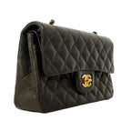 Chanel Shoulder Bag Quilted Lambskin Black Gold — view 2