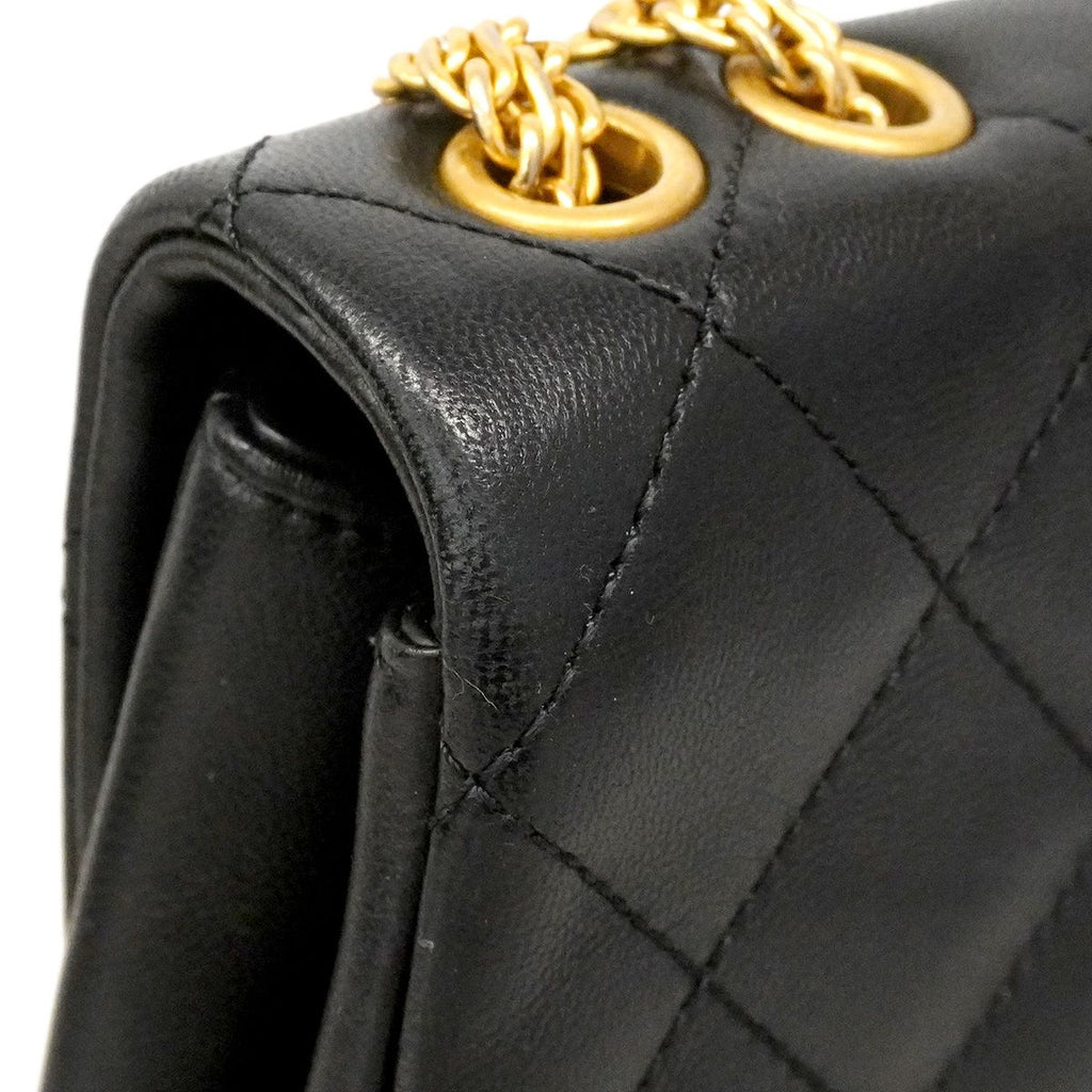 Chanel Shoulder Bag Quilted Lambskin Black Gold — view 7