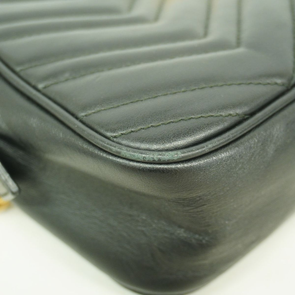 Gucci Shoulder Bag GG Marmont Leather Black Gold — view 7