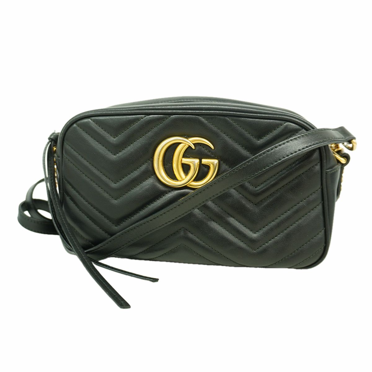 Gucci Shoulder Bag GG Marmont Leather Black Gold