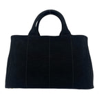 Prada Canapa Triangle Logo Canvas 2-Way Shoulder Bag Tote Black with Card — view 3