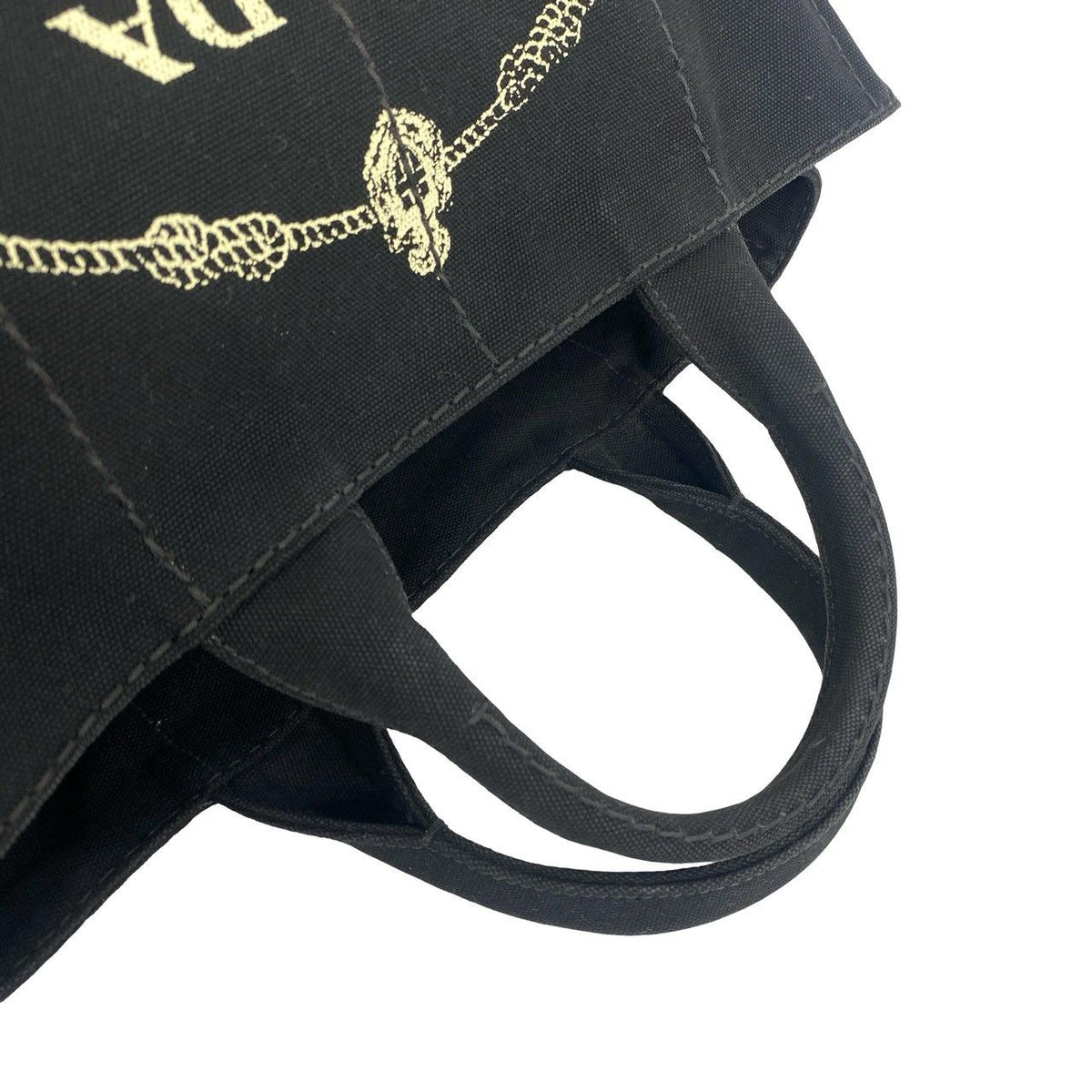 Prada Canapa Triangle Logo Canvas 2-Way Shoulder Bag Tote Black with Card — view 4