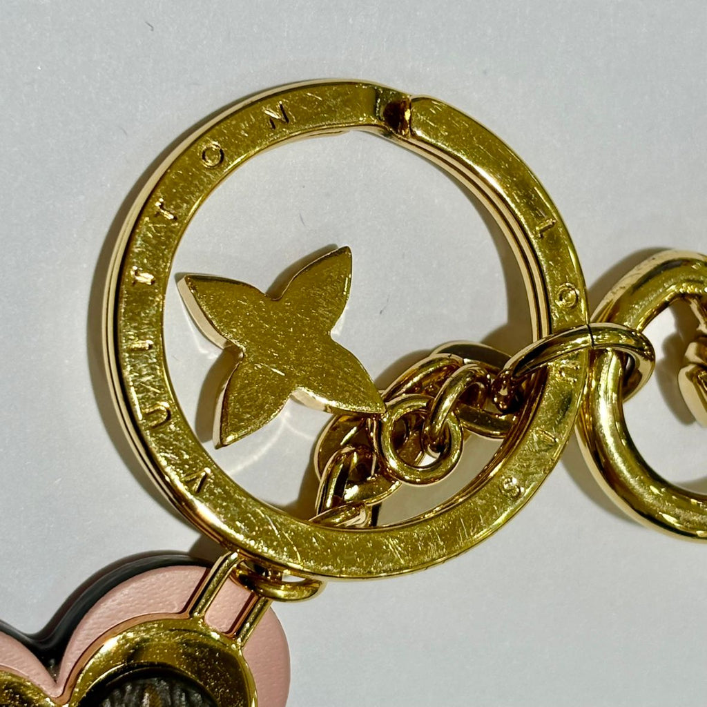 Louis Vuitton Key Holder Blooming Flower BB Monogram Charm Brown Pink Keychain — view 3
