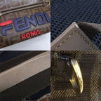 Fendi Backpack Fila Collaboration FF Logo Polyester Leather Brown Gold — view 7