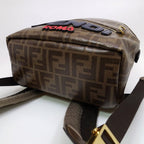 Fendi Backpack Fila Collaboration FF Logo Polyester Leather Brown Gold — view 4