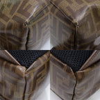 Fendi Backpack Fila Collaboration FF Logo Polyester Leather Brown Gold — view 5