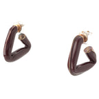 Bottega Veneta Twist Triangle Hoop Earrings 925 Sterling Silver Burgundy