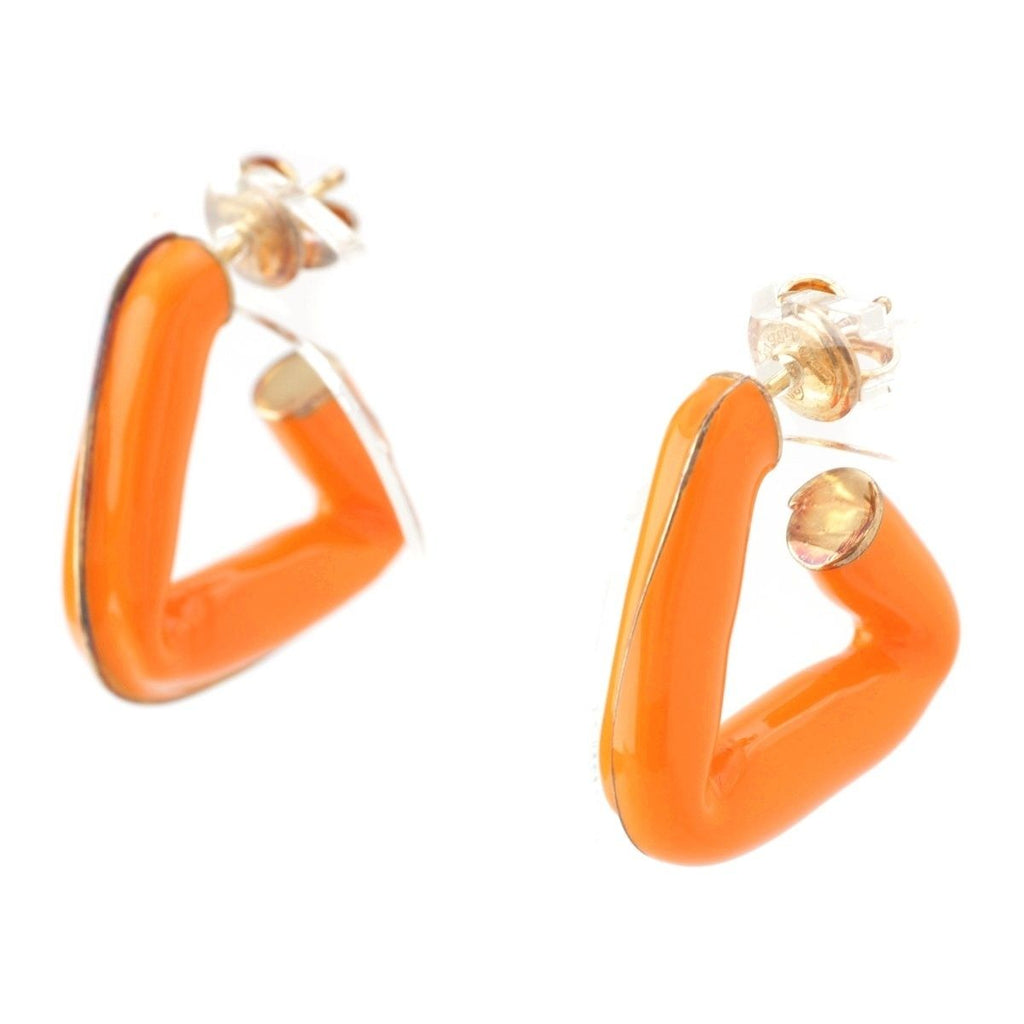 Bottega Veneta Twisted Triangle Hoop Earrings 925 Sterling Silver Orange