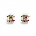 Chanel 04A CC Logo Rhinestone Earrings Multicolor