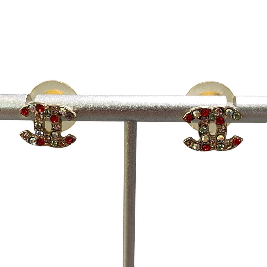 Chanel 04A CC Logo Rhinestone Earrings Multicolor — view 3