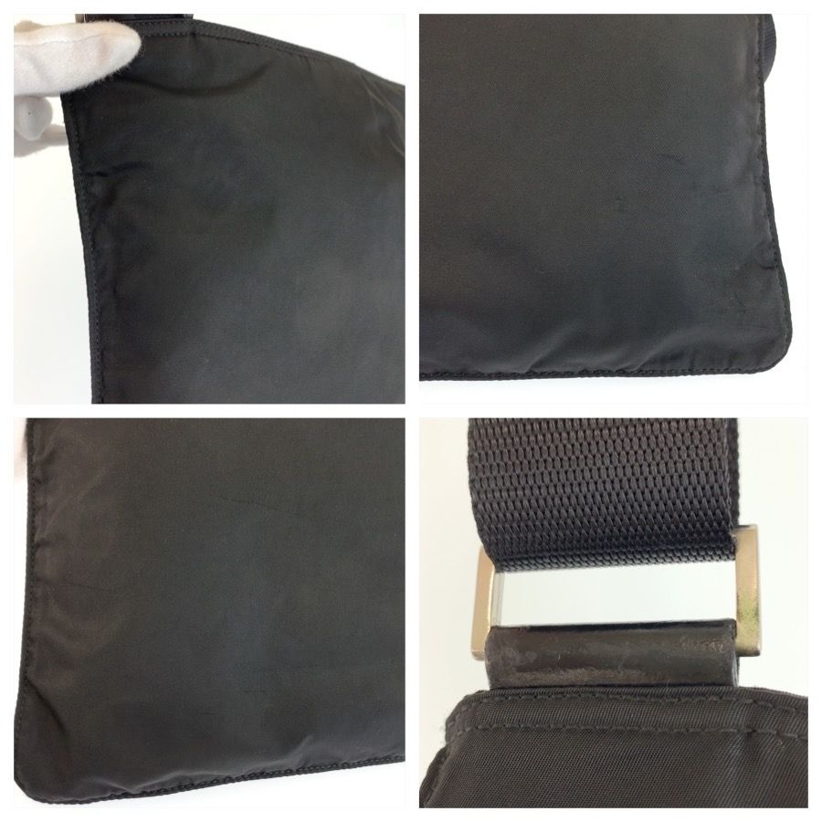 Prada Tessuto Black Silver Nylon Shoulder Bag Pochette — view 5