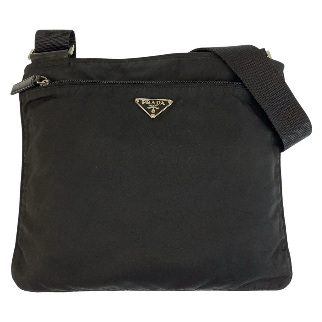 Prada Tessuto Black Silver Nylon Shoulder Bag Pochette