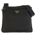 Prada Tessuto Black Silver Nylon Shoulder Bag Pochette