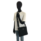 Prada Tessuto Black Silver Nylon Shoulder Bag Pochette — view 6