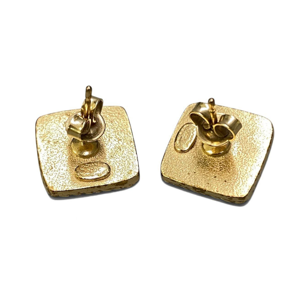 Chanel 2000 Cruise CC Logo Square Earrings Gold — view 5
