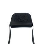 Celine Folco Triomphe Logo Leather Shoulder Bag Pochette Cross Black — view 4