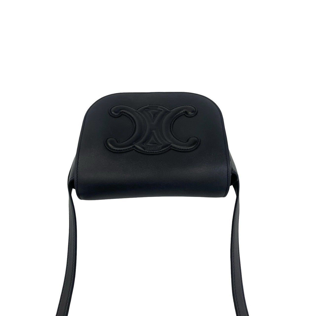 Celine Folco Triomphe Logo Leather Shoulder Bag Pochette Cross Black — view 4
