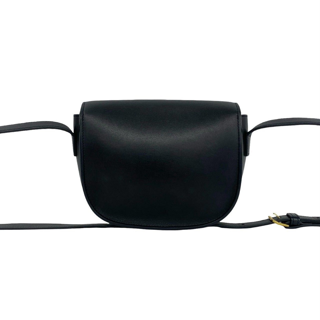 Celine Folco Triomphe Logo Leather Shoulder Bag Pochette Cross Black — view 3