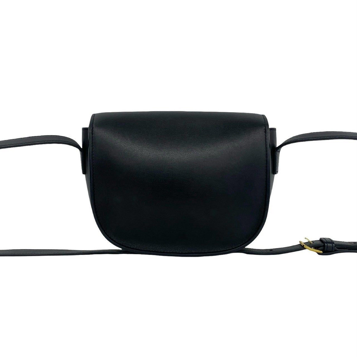 Celine Folco Triomphe Logo Leather Shoulder Bag Pochette Cross Black — view 3