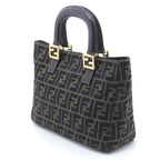 Fendi Zucca Handbag Dark Brown Khaki Canvas les — view 2