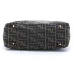 Fendi Zucca Handbag Dark Brown Khaki Canvas les — view 3