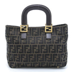 Fendi Zucca Handbag Dark Brown Khaki Canvas les