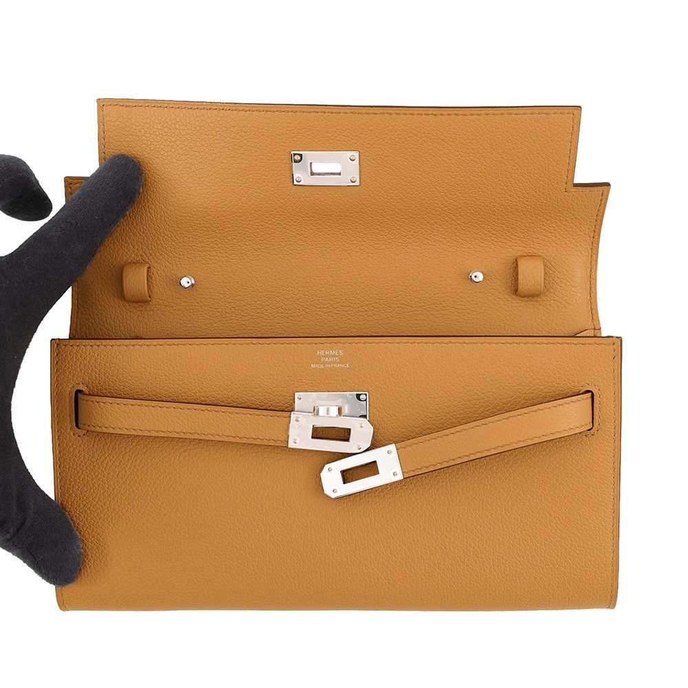 Hermes Kelly Wallet Long to Go Sesame Silver Evercolor — view 4