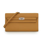 Hermes Kelly Wallet Long to Go Sesame Silver Evercolor